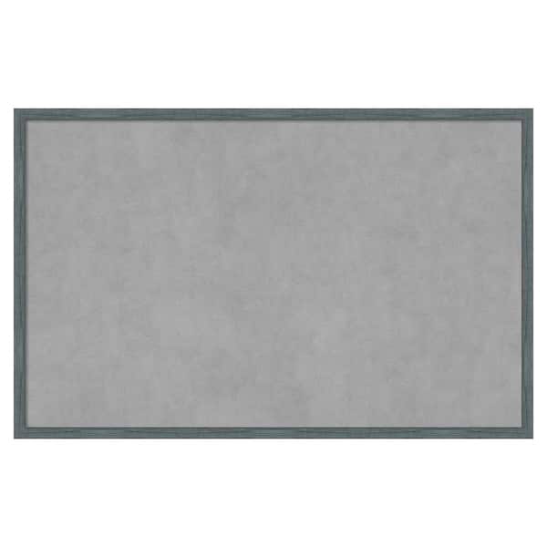Amanti Art Dixie Blue Grey Rustic Narrow 33 in. x 21 in. Framed Magnetic Board