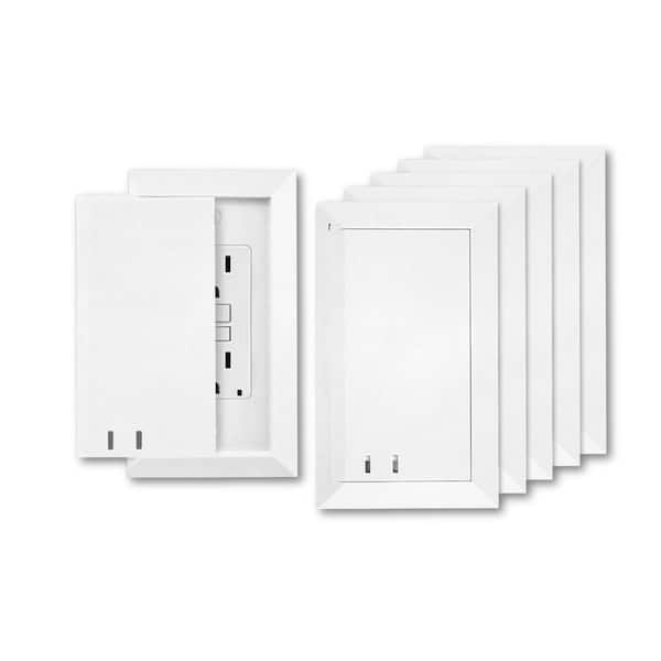 (6-Pack) Child-Resistant Outlet Cover 1-Gang Decora White 1-Decorator GFCI Outlet Stylish Plastic Wall Plate