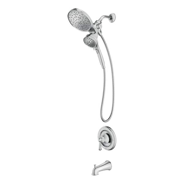 MOEN Brecklyn Single Handle 6-Spray Tub and Shower Faucet with Magnetix Rainshower Combo in Chrome (Valve Included)