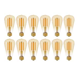 60-Watt Equivalent ST19 Dimmable LED Vintage Glass Edison Light Bulb Warm white Glow Effect (2200K) (12-Piece)