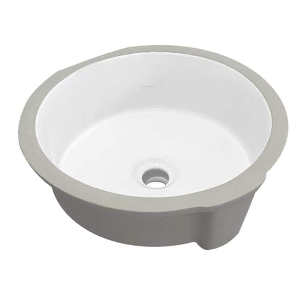 Marseille 15.4 in. Round Ceramic Undermount Bathroom Sink with Overflow in White