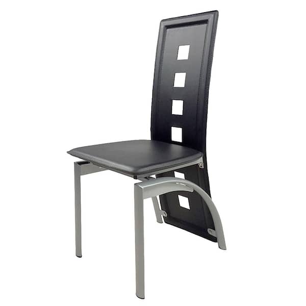 Karl home Black PVC Leather Dining Chairs (Set of 4)