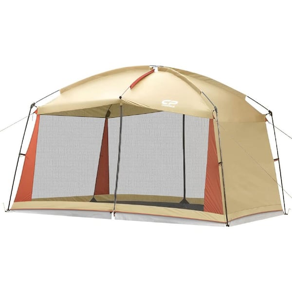 Cesicia Outdoor 12 ft. x 10 ft. x 90 in. 3-Person Beige Fabric Camping Tent  Screened Mesh Net 23tt122515 - The Home Depot