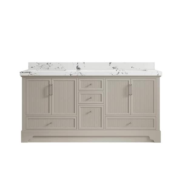 Willow Collections Alys 72 in. W x 22 in. D x 36 in. H Double Sink Bath Vanity in Fine Grain with 2 in. Viola Night Qt. Top
