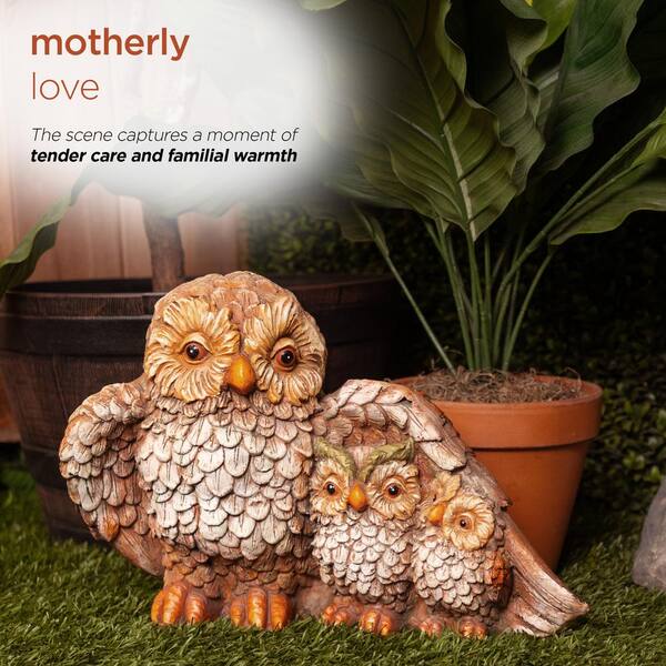 Alpine Corporation 11 in. Owl Mom Wing Protecting Two Baby