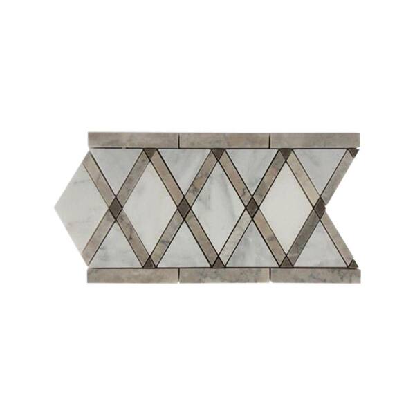 Ivy Hill Tile Grand Lagos Gray Border 6 in. x 12 in. x 10 mm Polished Marble Floor and Wall Tile