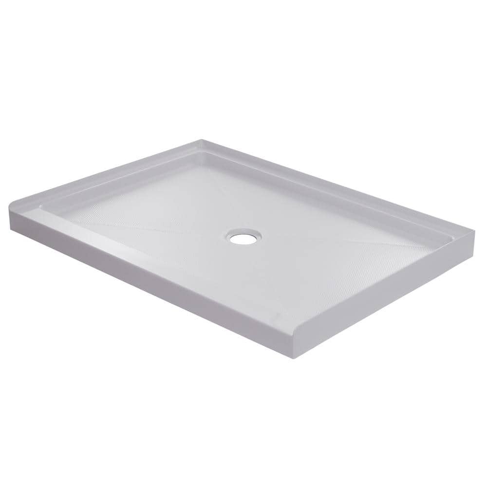 48'' White Rectangular Acrylic Shower Base with Center Drain