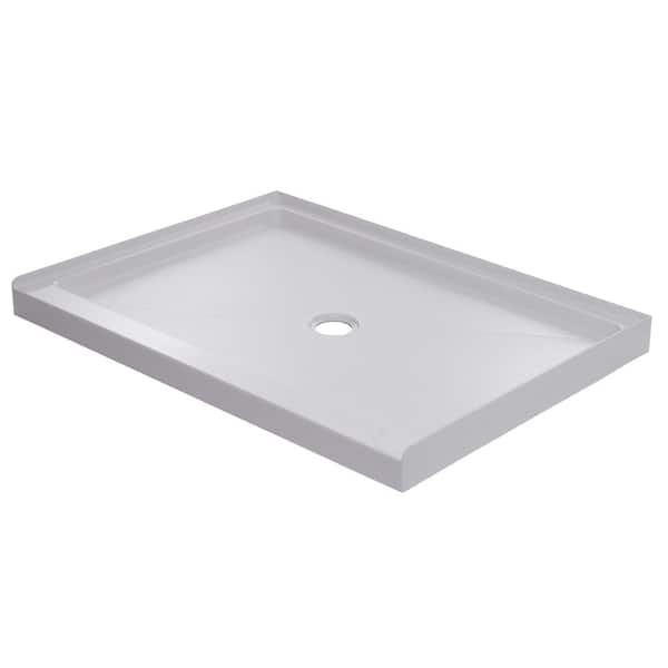 CRAFT + MAIN 48 in. L x 36 in. W Alcove Shower Pan Base with Center Drain in White