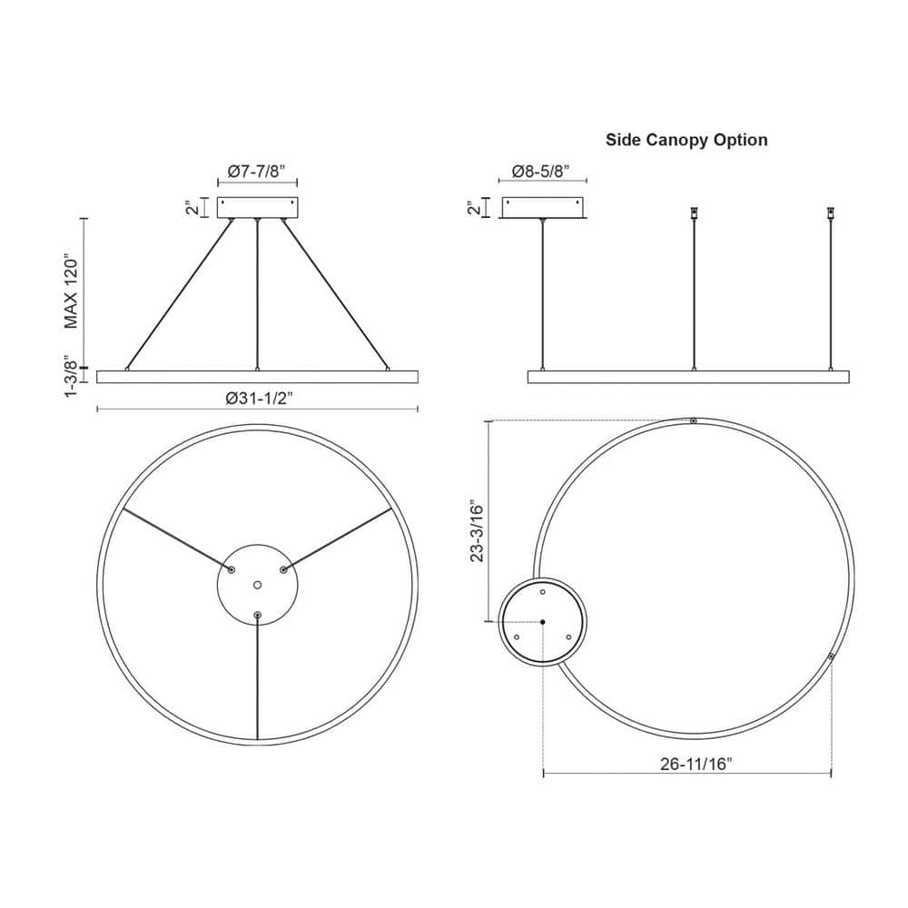 White Aluminum LED Geometric Ring Chandelier