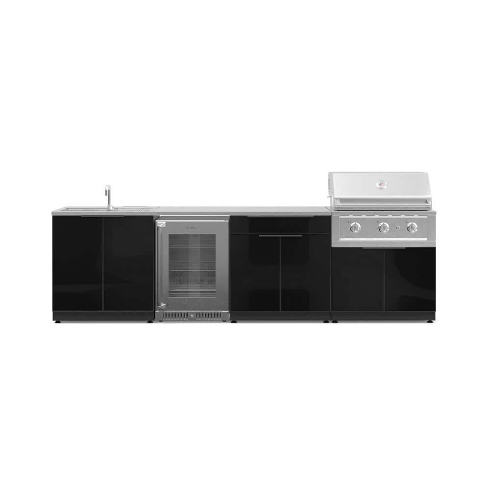 Outdoor Kitchen 3-Burner Liquid Propane Grill Island in Aluminum Gray with 33 in. Stainless Steel Grill and Fridge price history on PriceWatchPro