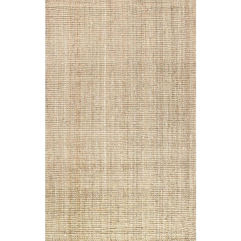 Ivory Braided Jute Handmade Reversible Rectangular Rug