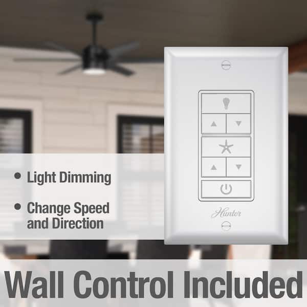 Hunter - Solaria 60 in. Integrated LED Indoor/Outdoor Matte Black Ceiling Fan with Light Kit and Wall Control