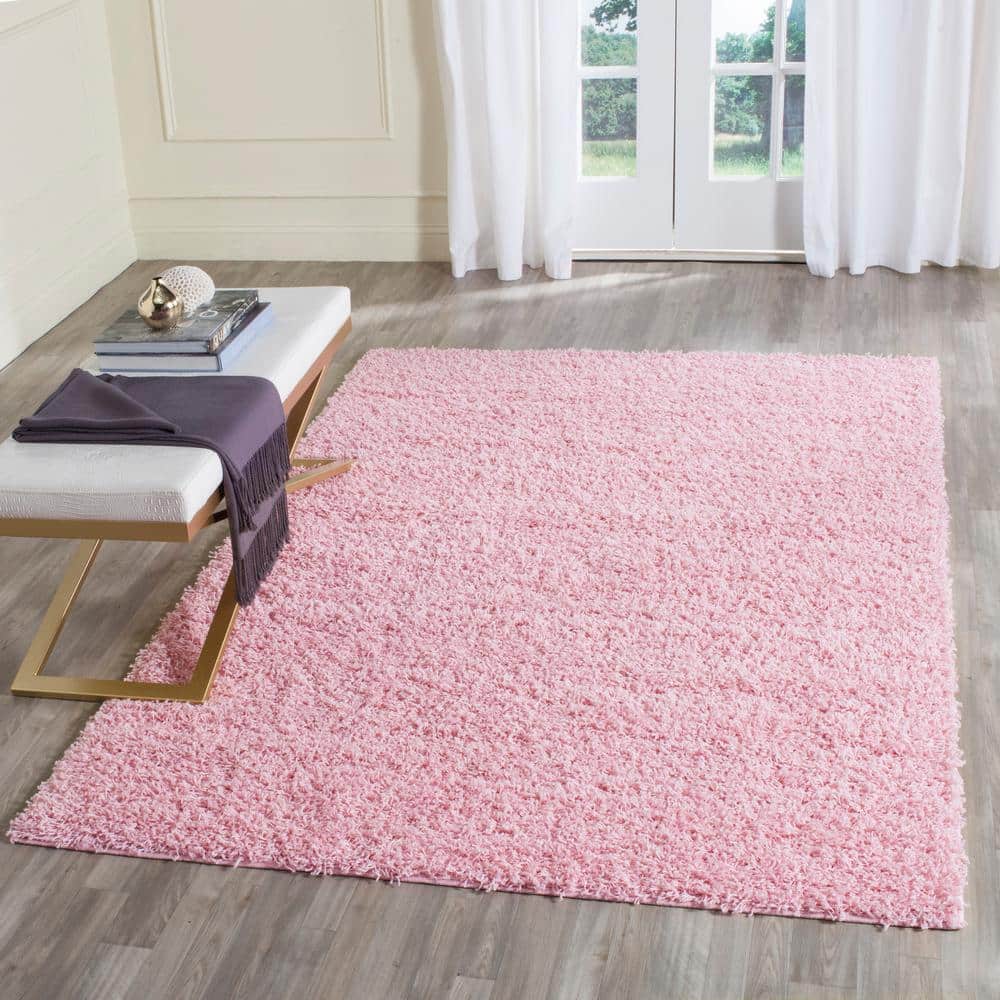 Plush Euro-Style Pink Shag Area Rug 8' x 10'