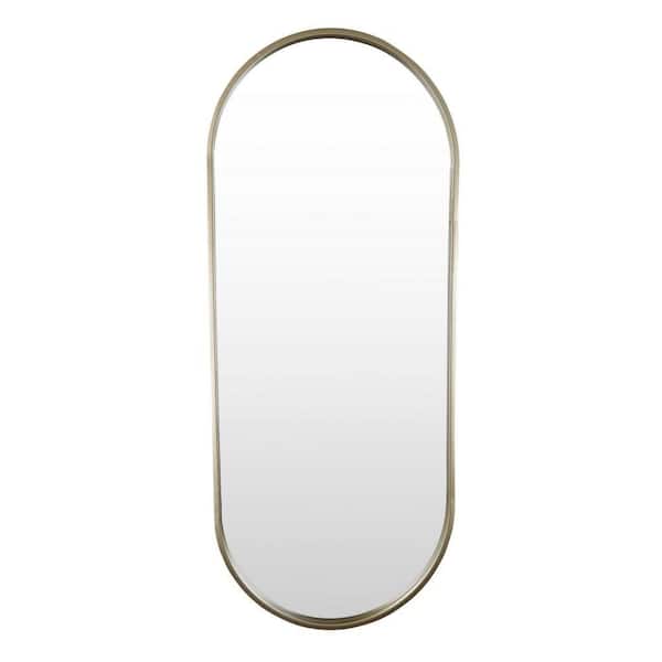 Fenny Champagne 1.25 in. W x 39.5 in. H Oval Metal Framed Mirror