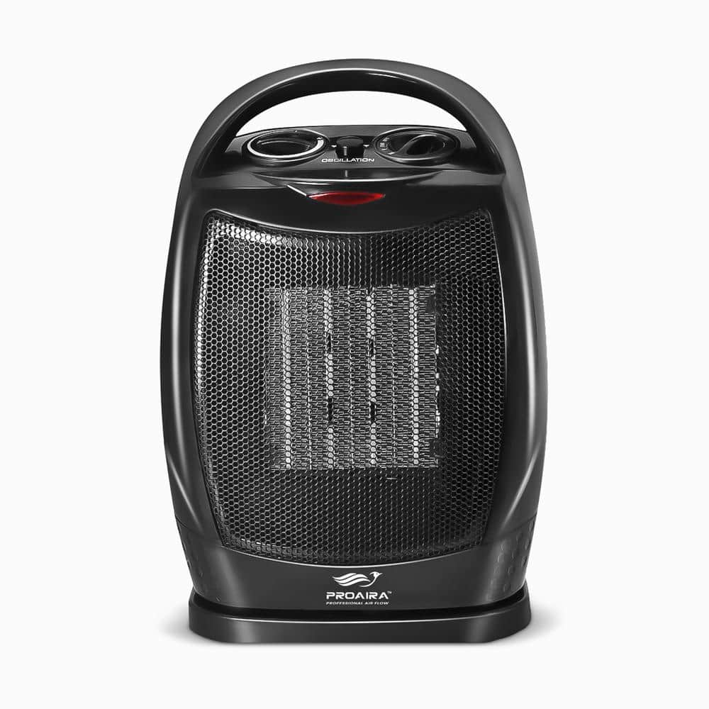 Proaira Black Ceramic Electric Space Heater with Thermostat