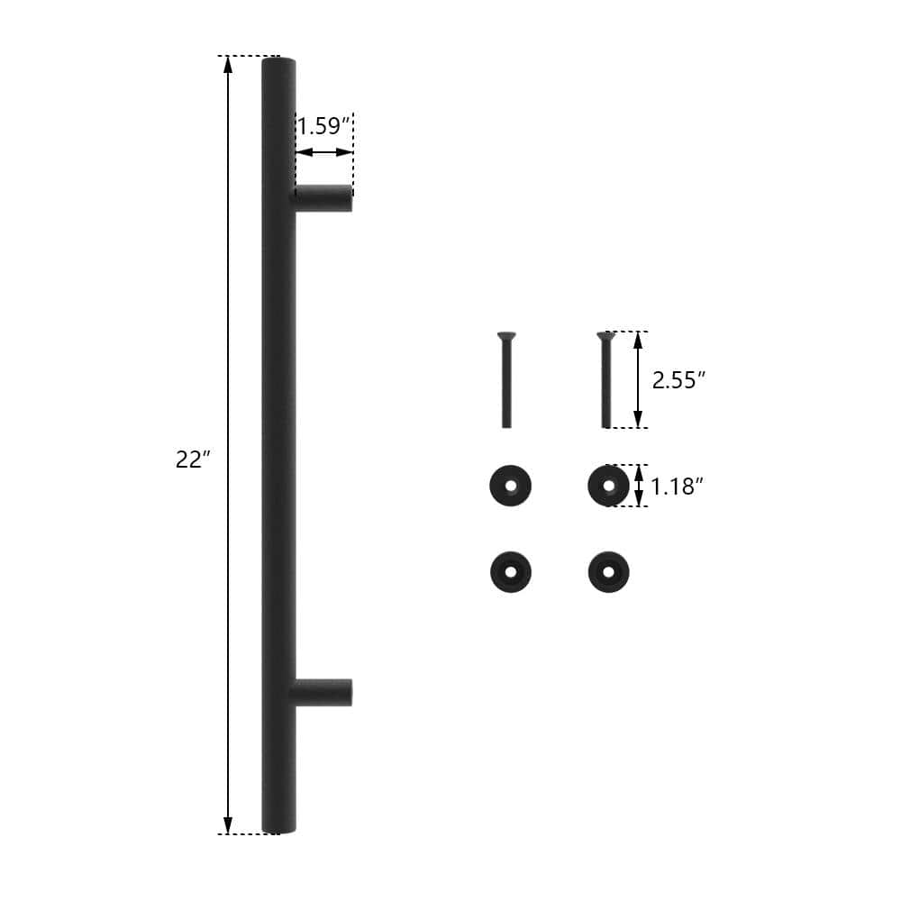22 in. Steel Black Powered Ladder Sliding Barn Door Handle
