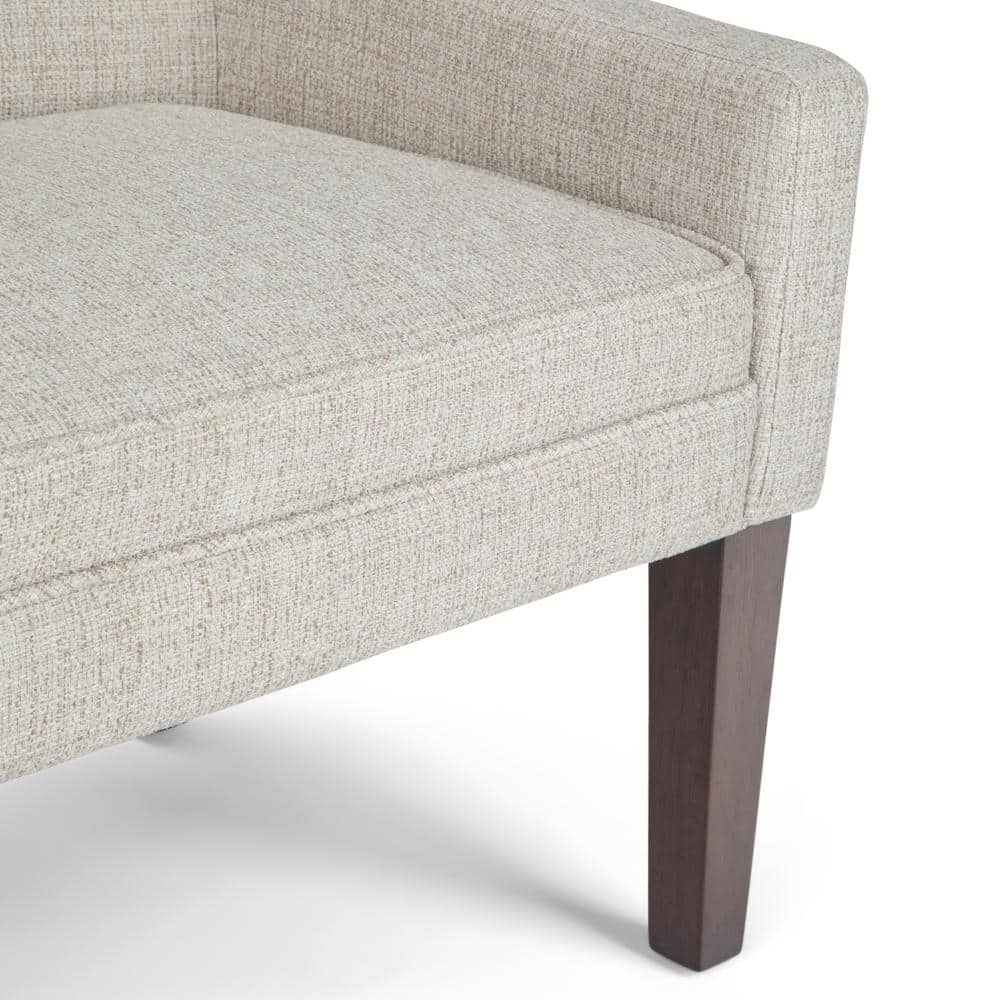 Platinum Upholstered Bench with Low Back and Swooped Arms