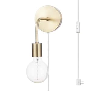 Holden 1-Light Matte Brass Plug-In or Hardwire Wall Sconce