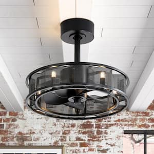 Bentley 18 in. Indoor 6-Light Black Farmhouse Caged Ceiling Fan with Remote and Light Kit Included