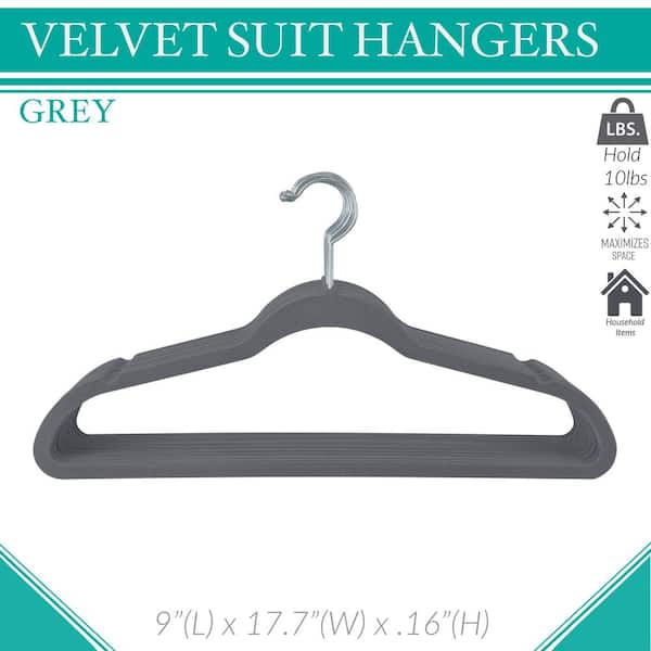 SIMPLIFY Gray Velvet Hangers 25-Pack 23240-GREY - The Home Depot