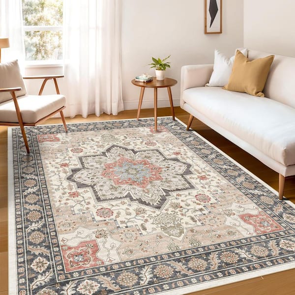 8 ft. x10 ft. Indoor Machine Washable Rug Soft Brown