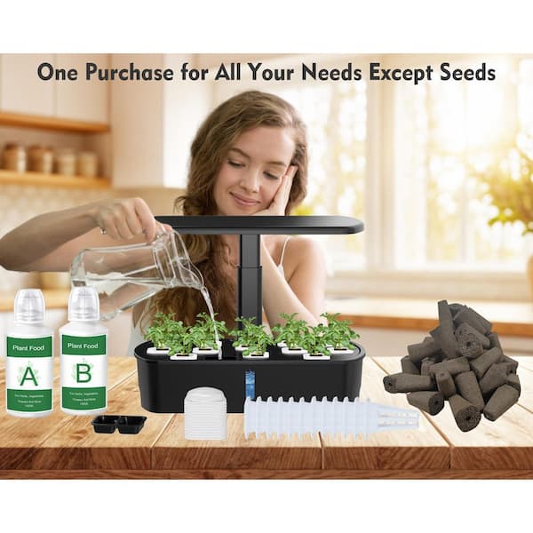 N/A 12 Pods Hydroponic Indoor Garden Kit with LED Grow Light