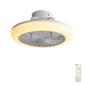 18 in. Indoor White Round Bladeless Reversible Fan Ceiling Fan with Dimmable 16-Million Colors LED with Remote Control