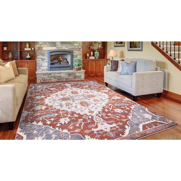 Talya Red 9 ft. x 12 ft. Medallion Area Rug