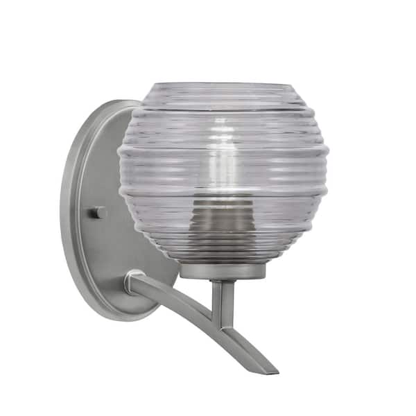 Unbranded Siena 6 in. 1-Light Graphite Sconce with 6 in. Smoke Ribbed Glass Shade No Bulb Included