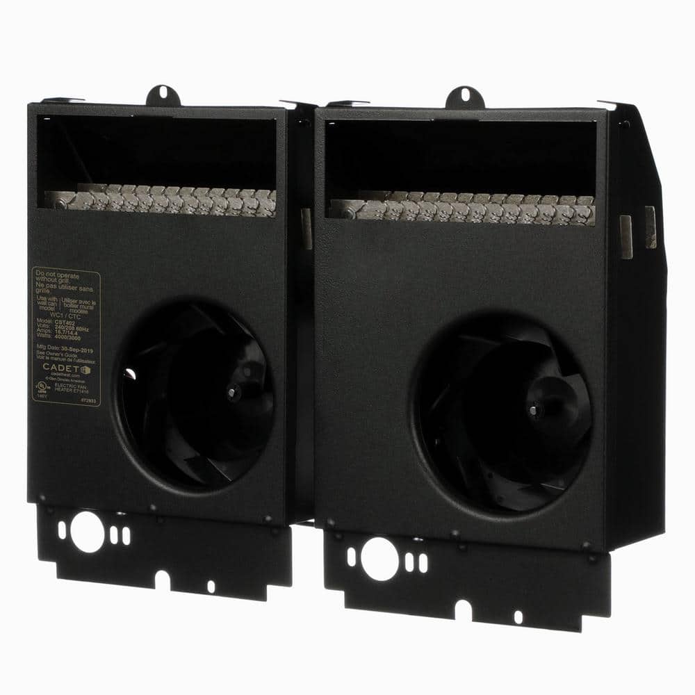Black Twin Fan-Forced Electric Wall Heater with Thermostat