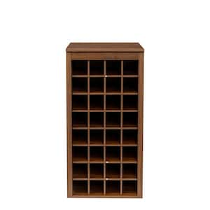 Modular 32-Bottle Brown Wine Rack Buffet Cabinet