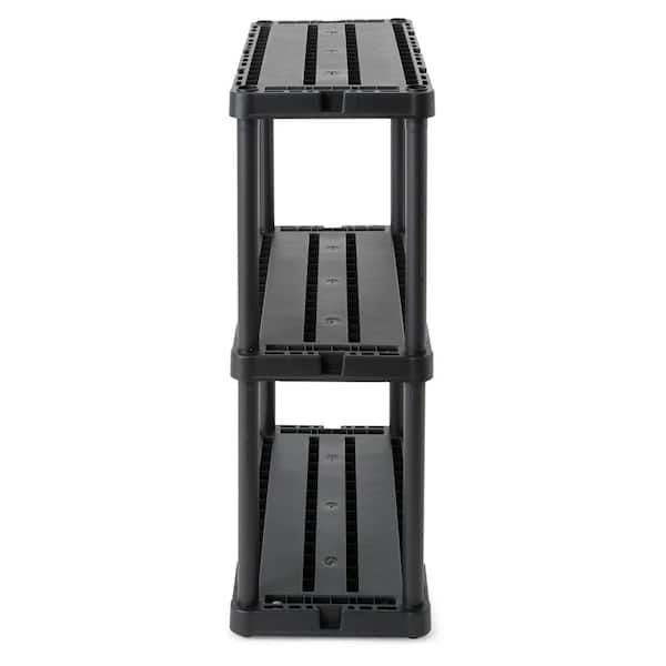 Gracious Living Plastic 3-Tier Utility (24-in W x 12-in D x 33-in H), Black  in the Freestanding Shelving Units department at