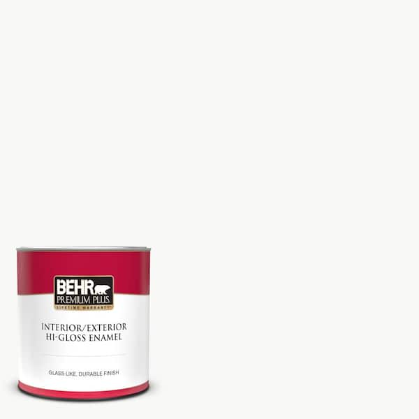 BEHR PREMIUM PLUS 1 qt. Ultra Pure White Hi-Gloss Enamel Interior/Exterior Paint