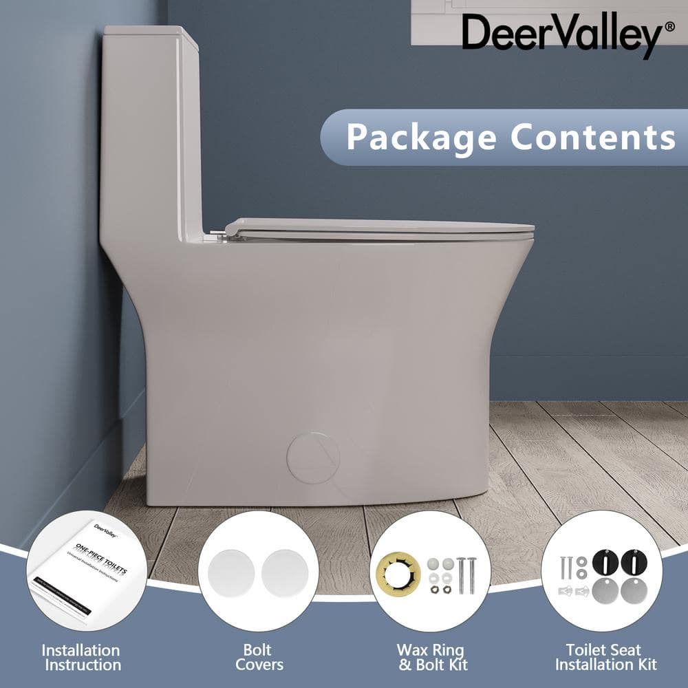 White Ceramic Elongated Dual Flush One-Piece Toilet