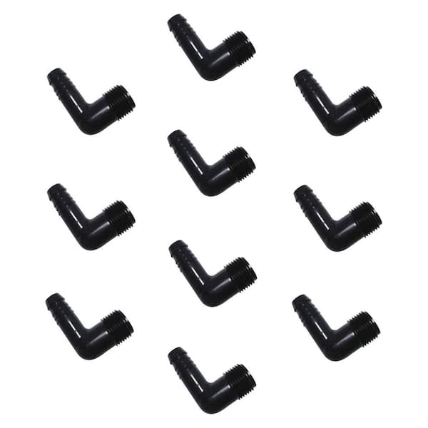 1/2 in. Barb x 1/2 in. Male Pipe Thread Elbows for Sprinkler Swing Pipe, 10-Pack (Not Compatible With Drip Tubing)