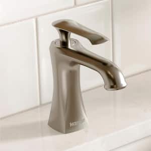 Woodburn Single Handle Single Hole Basin Bathroom Faucet with Matching Pop-Up Drain in Stainless Steel