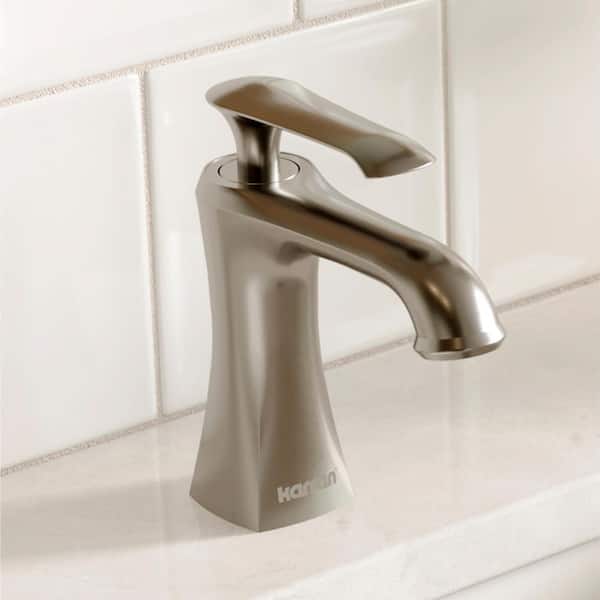 Woodburn Single Handle Single Hole Basin Bathroom Faucet with Matching Pop-Up Drain in Stainless Steel
