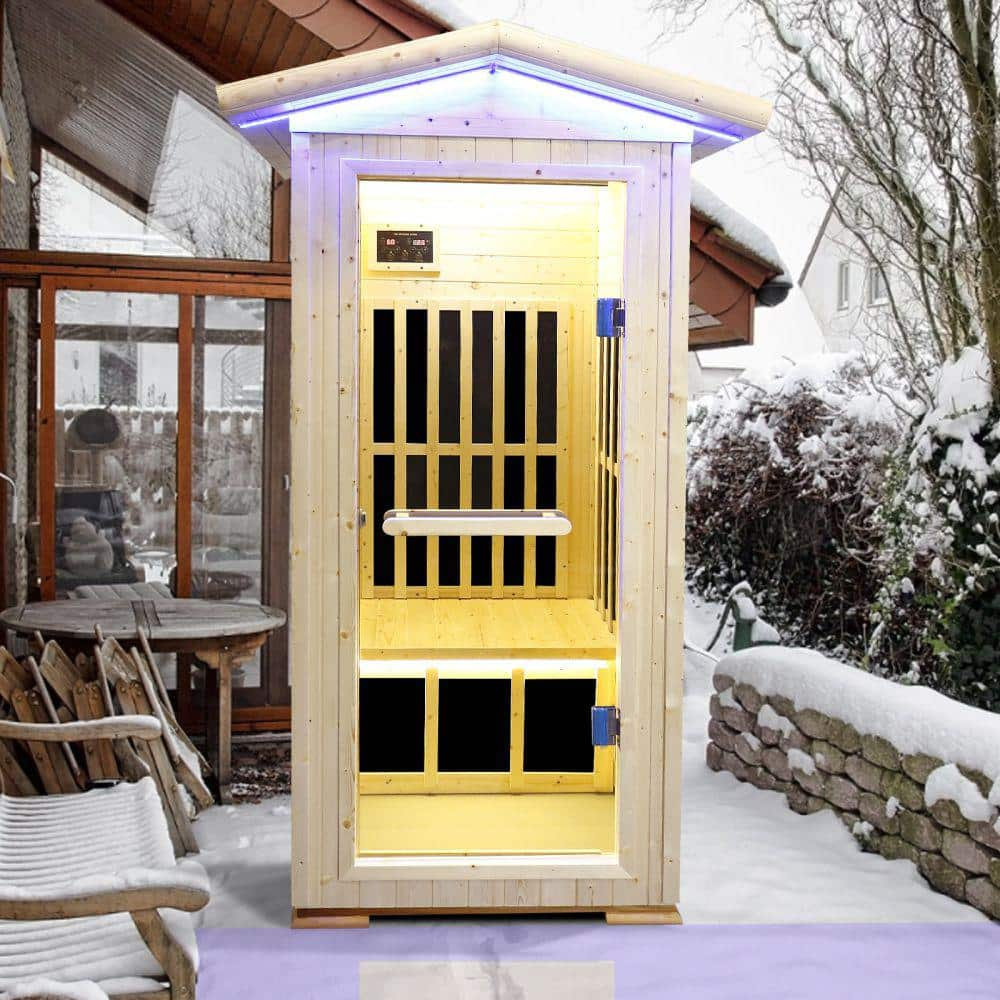 Spygo Moray 1-Person Outdoor Spruce Infrared Sauna With 7 Far-Infrared ...