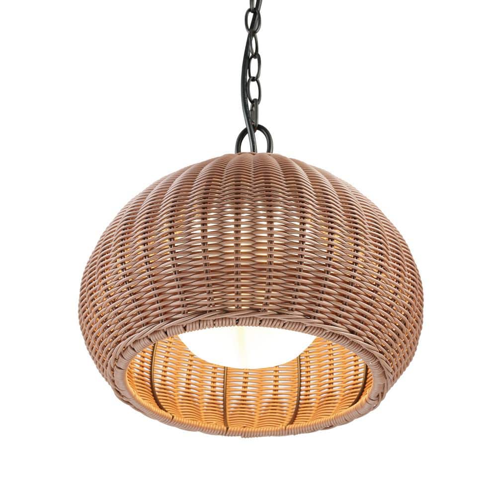 Bronze Rattan Shade Indoor/Outdoor Pendant Light