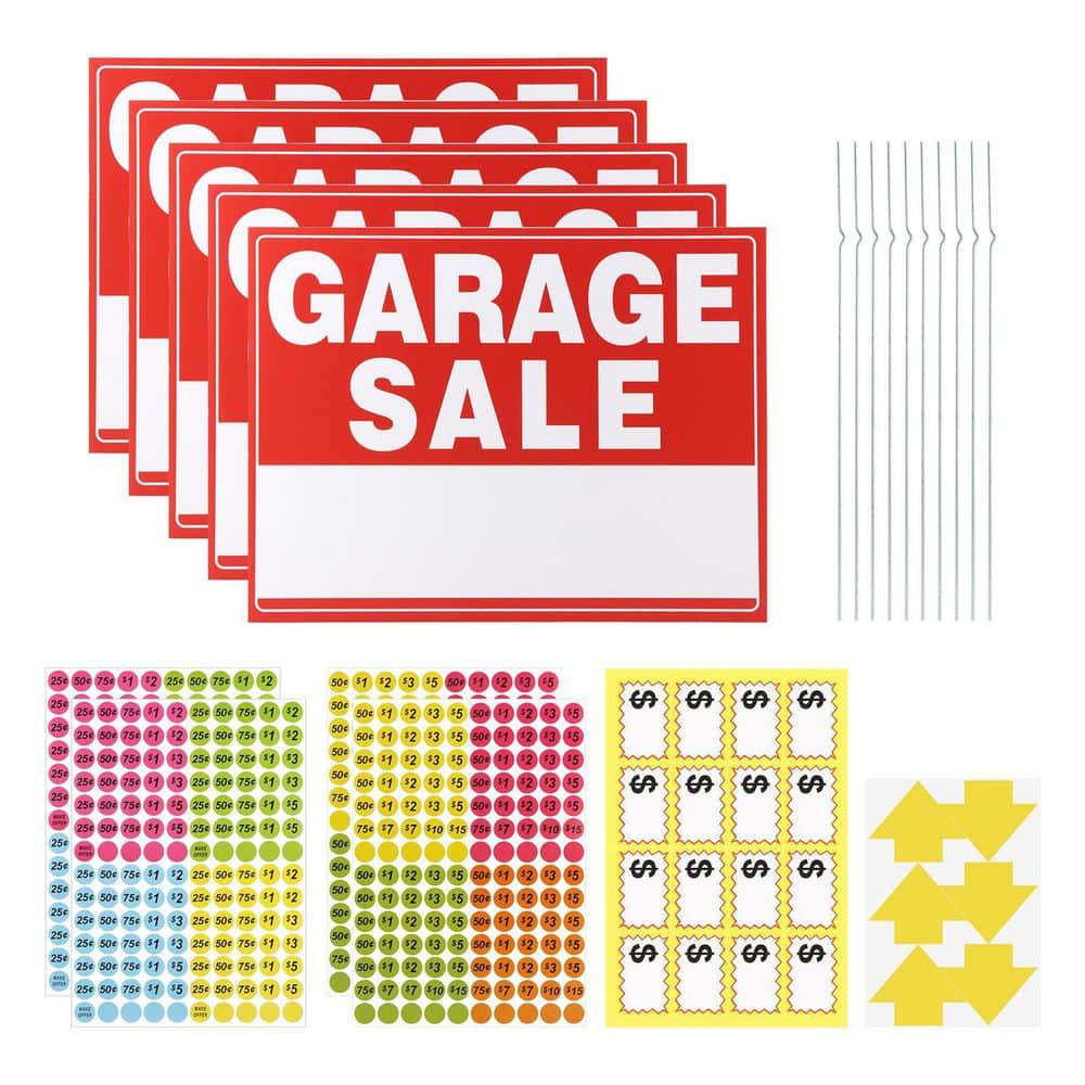 5 Pack Large 17x13 Inch Corrugated Plastic Double Sided Yard Signs with Metal Stakes Garage Sale Kit Weatherproof price history on PriceWatchPro