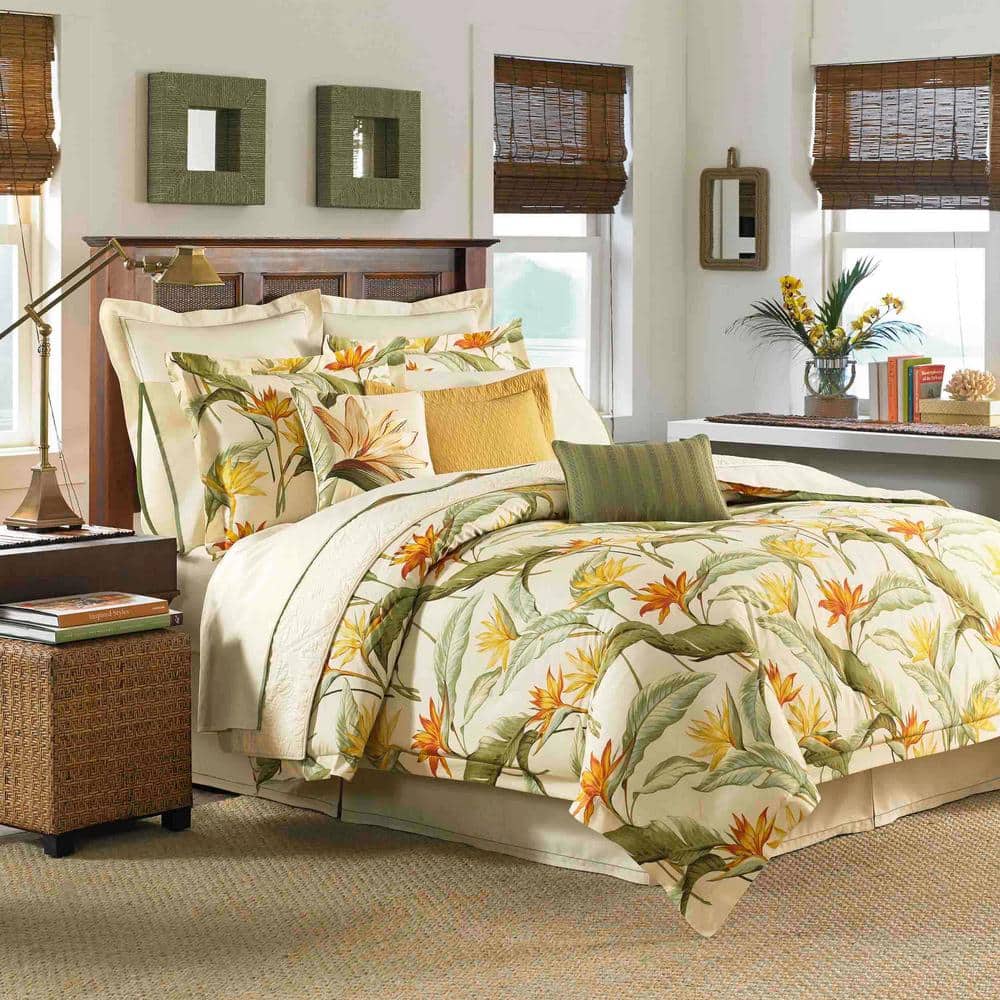 Tommy Bahama Birds of Paradise 3-Piece White Botanical Cotton King Comforter Set - 1