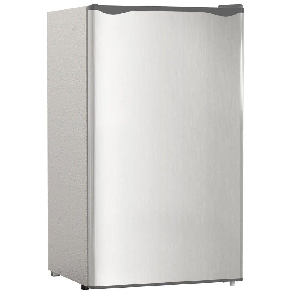 3.2 cu ft Sliver Mini Fridge Compact Refrigerator with Freezer and Reversible Door 5 Temperature Adjustable for Kitchen