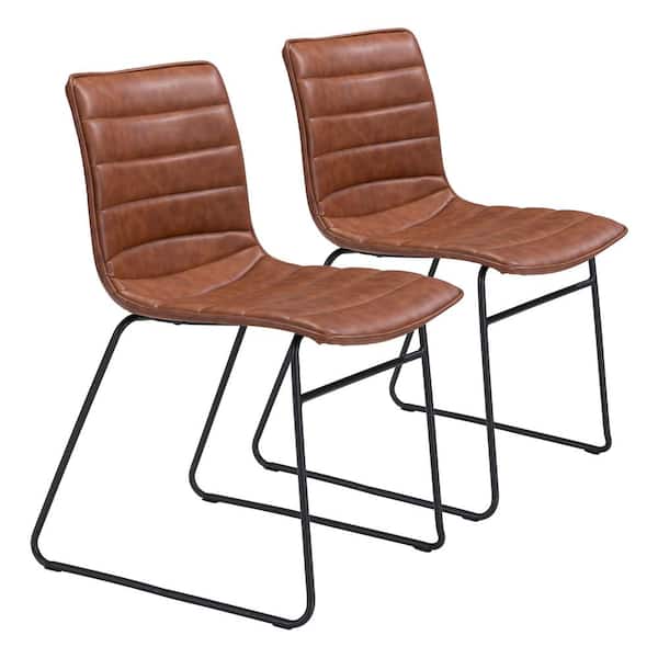 ZUO Jack Vintage Brown, Black Polyurethane Dining Side Chair Set of 2