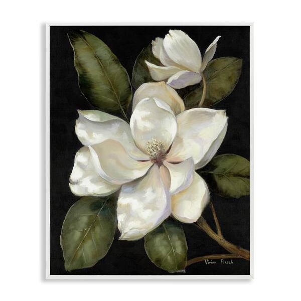 Stupell Industries Blooming Magnolia Buds White Framed Giclee Art