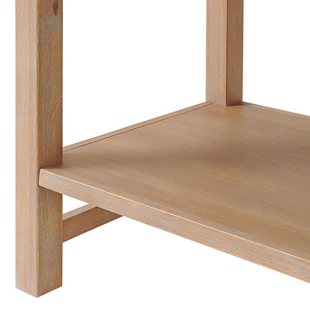 Arden Light Driftwood Pine 2-Drawer Nightstand with Open Shelf
