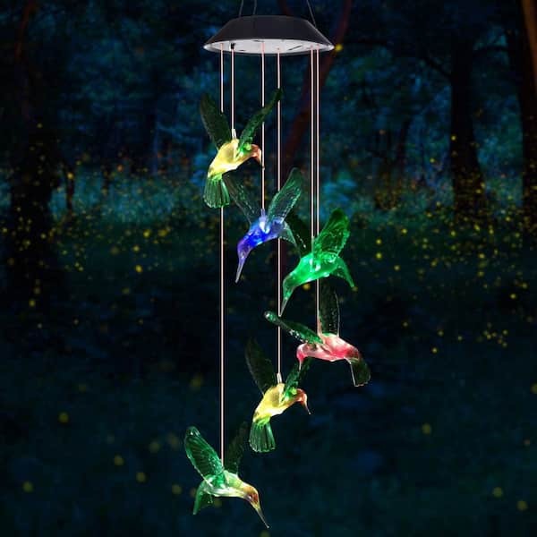 Six Foxes Wind Chime, Solar Hummingbird Wind Chimes Outdoor/Indoor(Gifts for mom/momgrandma Gifts/Birthday Gifts for Mom) Outdoor Decor,Yard