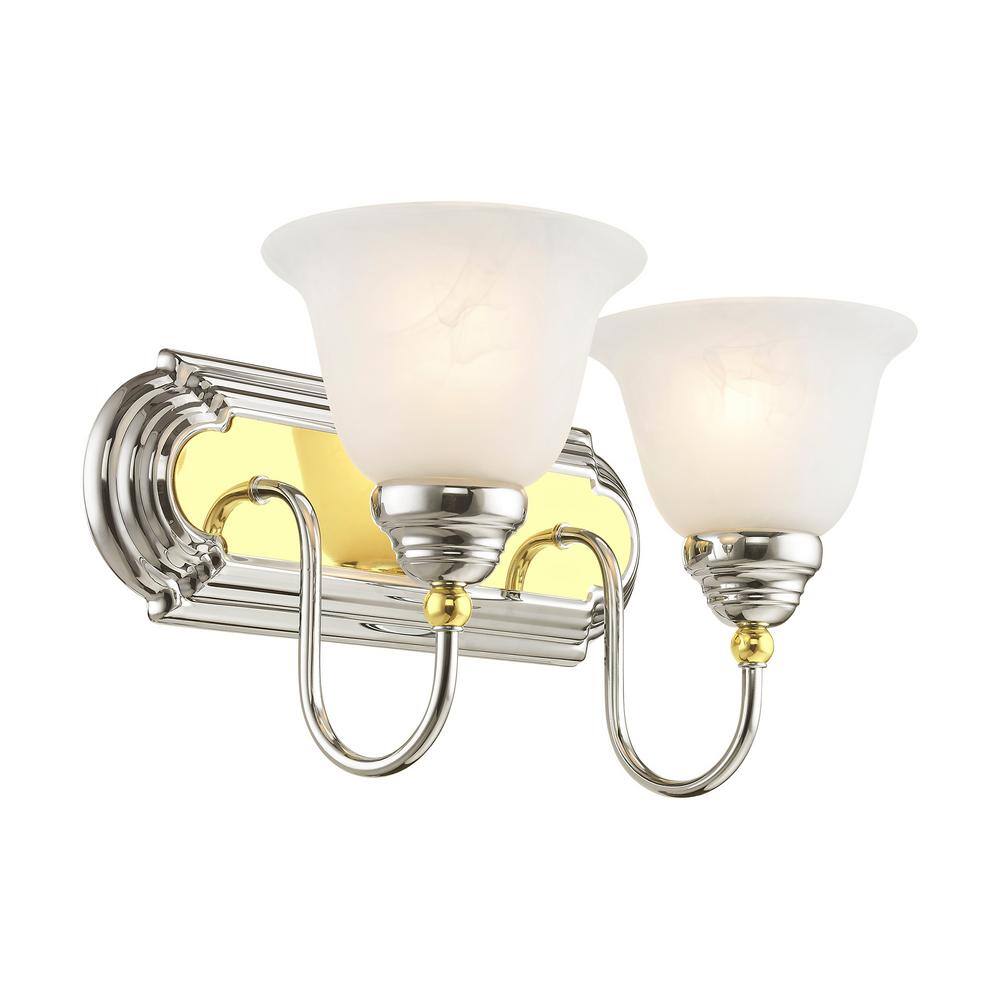 Belmont 2-Light Polished Chrome and Brass Vanity Fixture