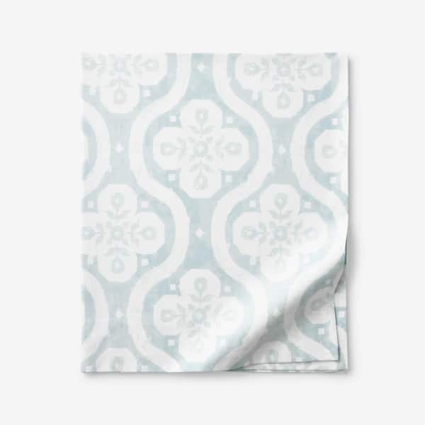 The Company Store Legends Hotel Marrakesh Blue/White Sateen Full Flat Sheet