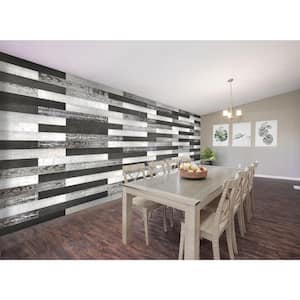 1/4 in. x 5 in. x 4 ft. Black/White/Whitewash Mixed Wood Wall Planks Weathered Barn Wood Boards (10 sq. ft. Per Pack)