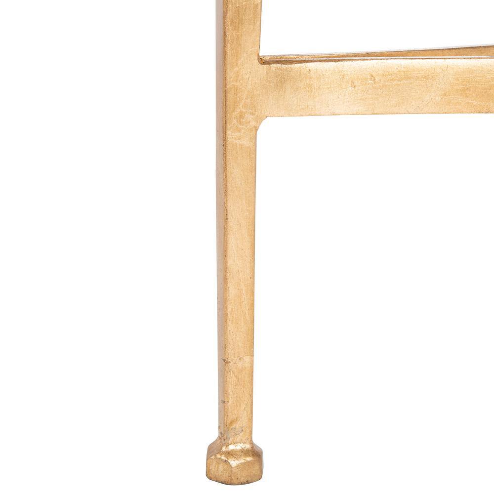 Ingmar Round Antique Gold Metal and Glass Side Table